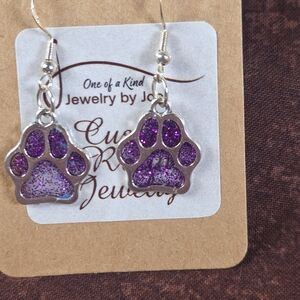 Purple Paw Earrings